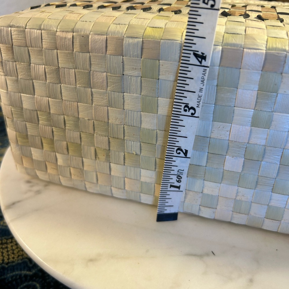 Woven Cream and Brown Tote Bag handmade reed material - Picture 11 of 11